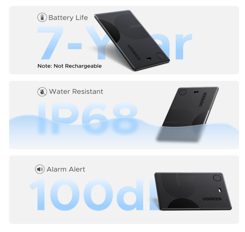 UGREEN Smart Finder Card – كارت ذكي لتتبع المفقودات (بطارية تدوم حتى 7 سنوات)