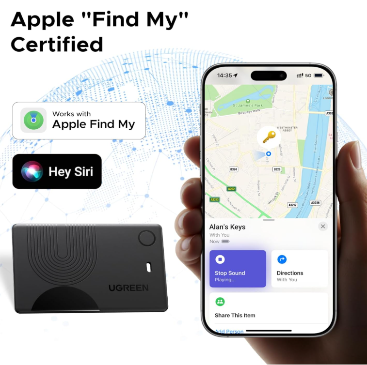 UGREEN Smart Finder Card – كارت ذكي لتتبع المفقودات (بطارية تدوم حتى 7 سنوات)