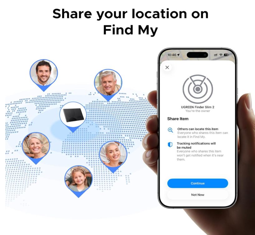 UGREEN Smart Finder Card – كارت ذكي لتتبع المفقودات (بطارية تدوم حتى 7 سنوات)